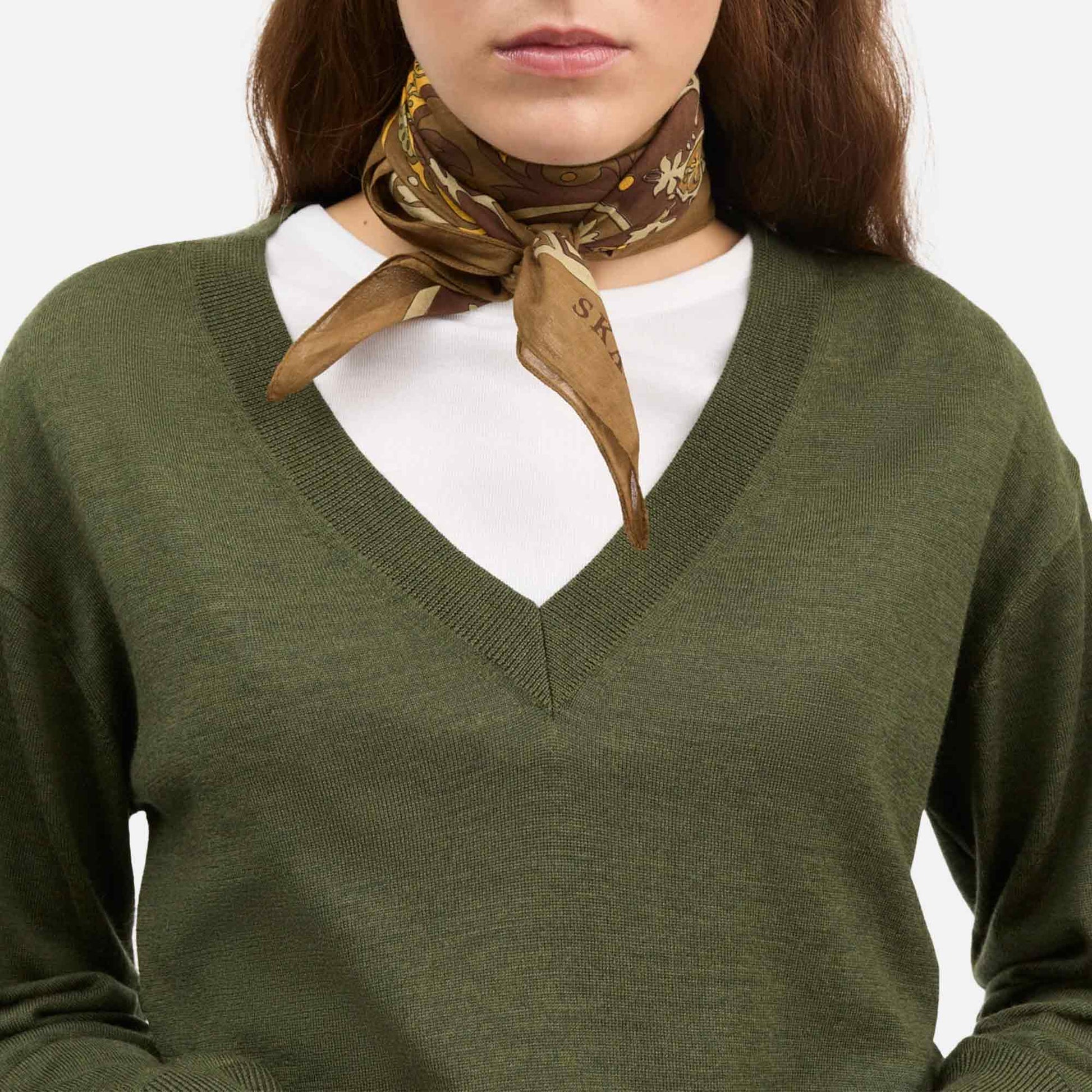 Pippa Scarf Khaki Paisley Print