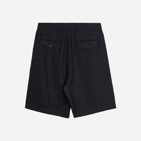 Pleated Linen Shorts Black