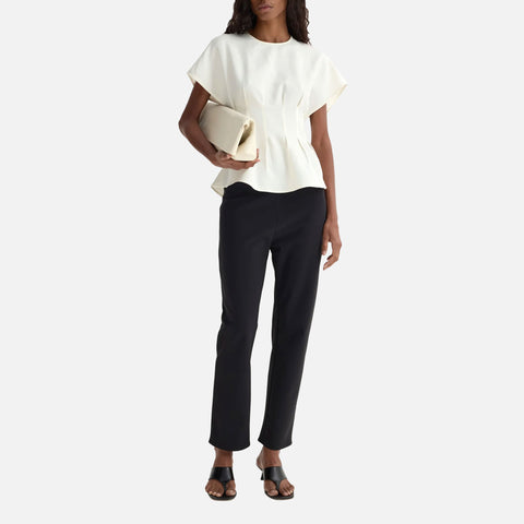 Pleated Waistline Top Off White