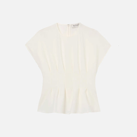 Pleated Waistline Top Off White