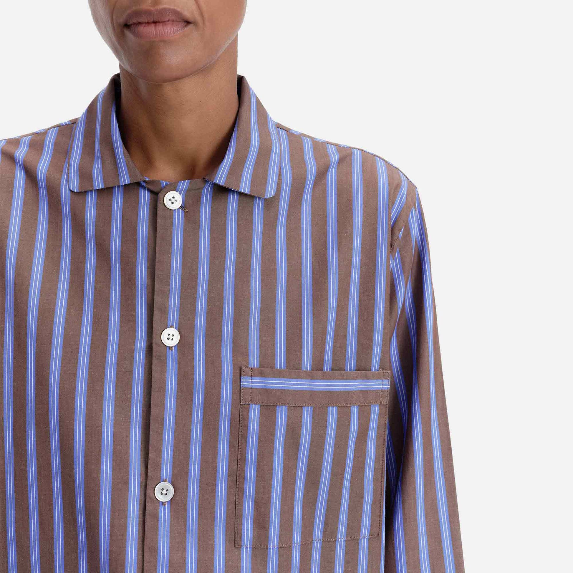 Poplin Long-Sleeved Shirt Chestnut Stripes