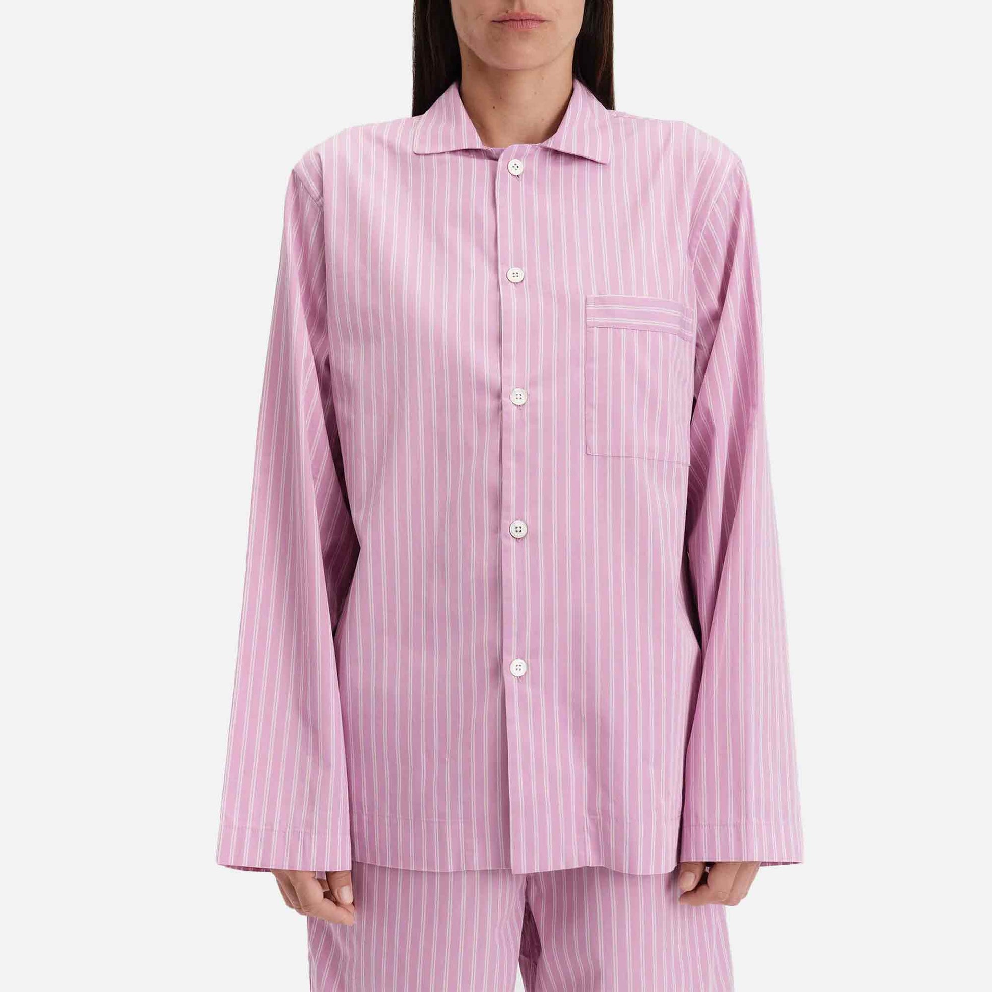 Poplin Long-Sleeved Shirt Purple Pink Stripes