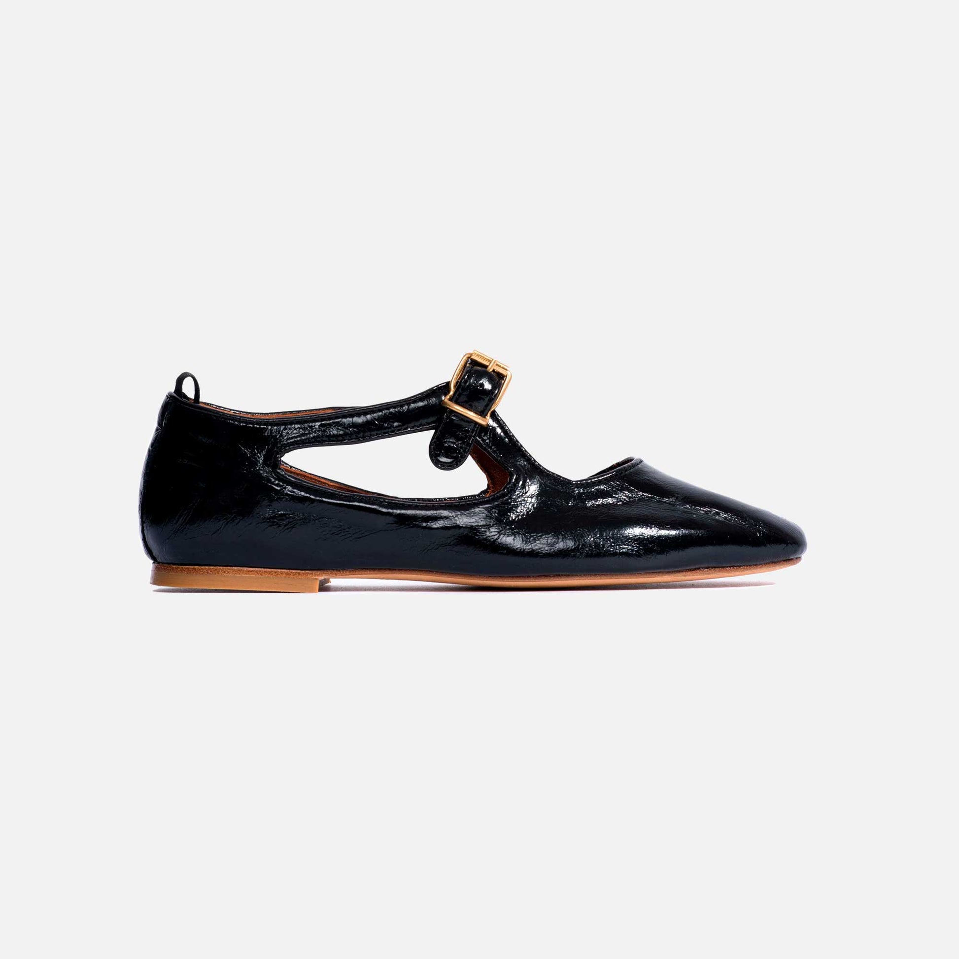 Praise Ballerina Crinkled Patent Black