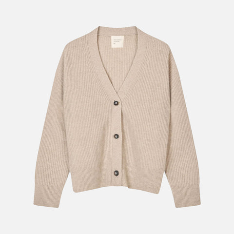 Premium Ribbed Cardigan Sand