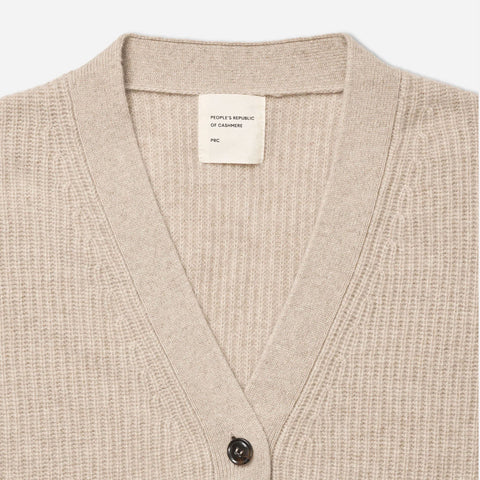 Premium Ribbed Cardigan Sand