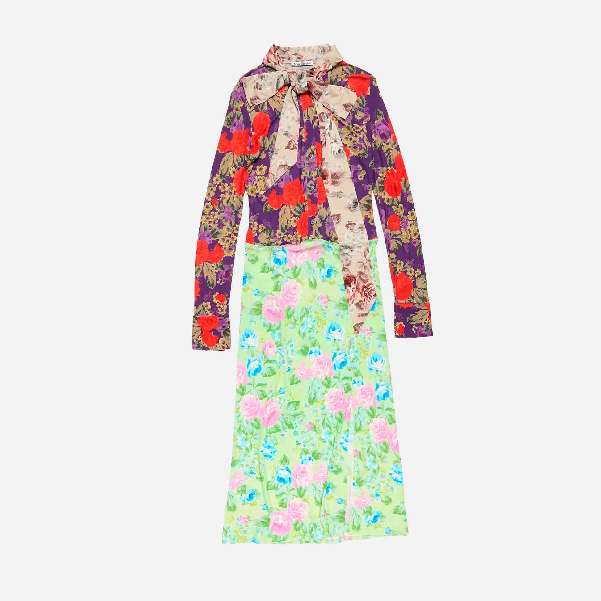 Printed Midi Dress Purple/Green