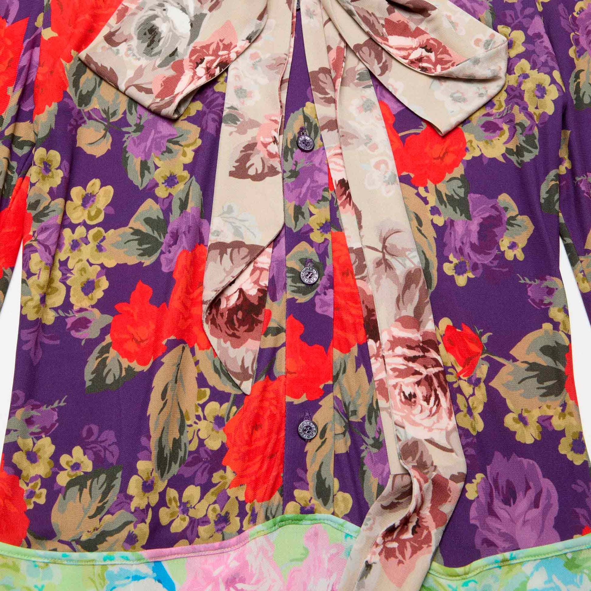 Printed Midi Dress Purple/Green