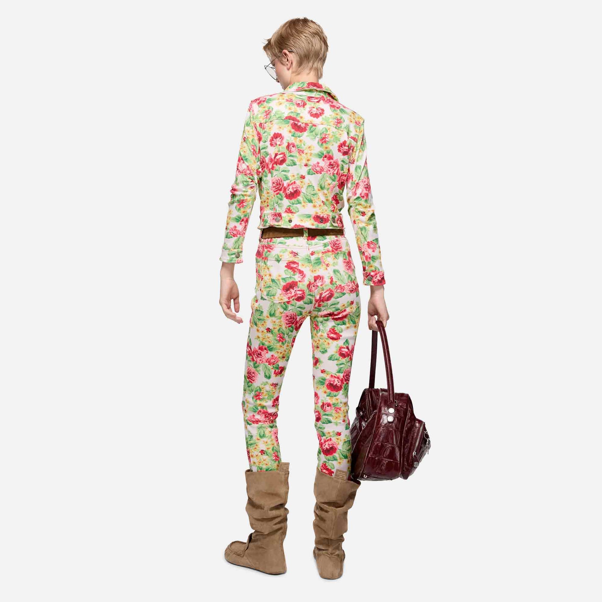 Printed Stretch Denim Jacket Pink/Multi