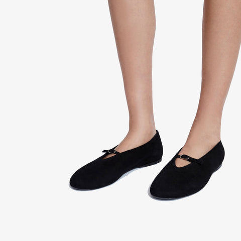 Tee Mary Jane Flats Suede Black