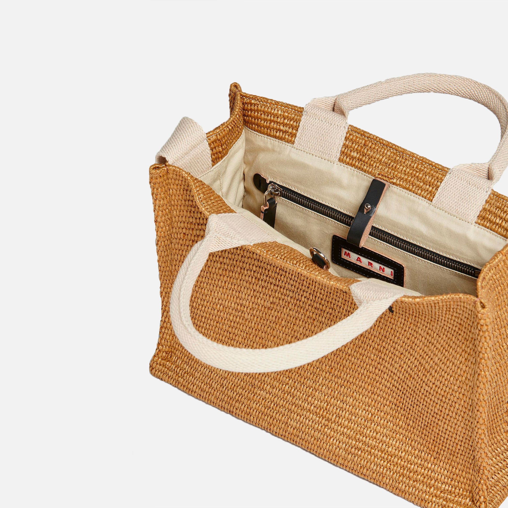 Small Raffia Basket Bag Raw Sienna/Natural