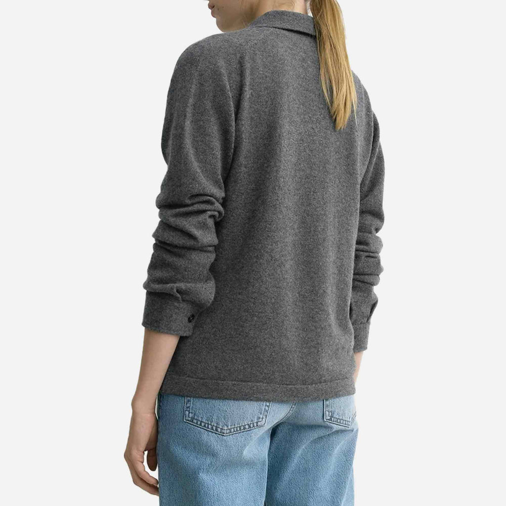 Raglan-Sleeve Cashmere Cardigan Dark Grey