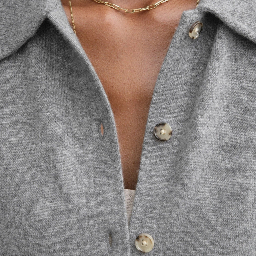 Raglan-Sleeve Cashmere Cardigan Grey Melange