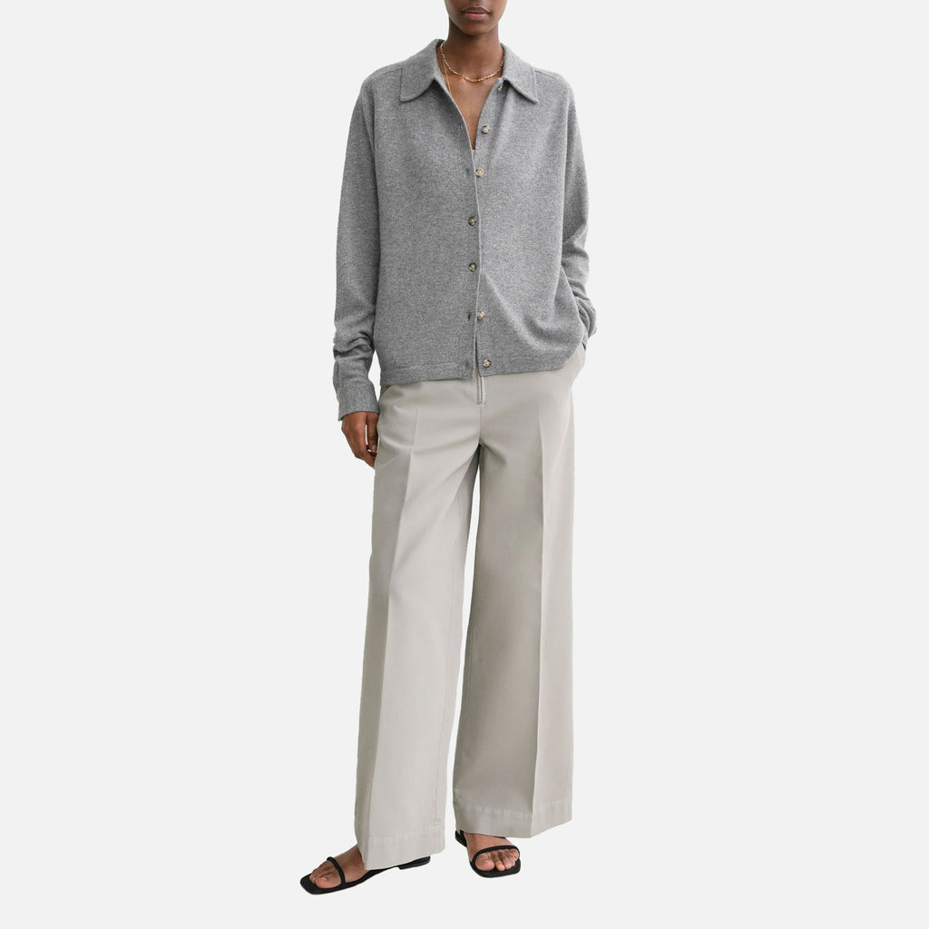 Raglan-Sleeve Cashmere Cardigan Grey Melange