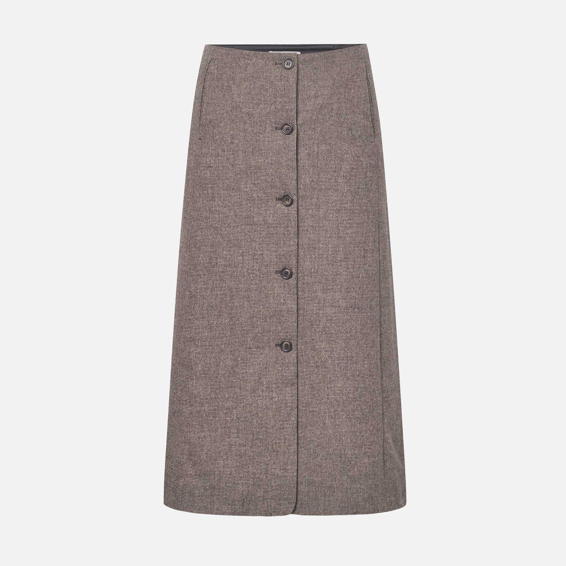 Reyna Skirt Beige Houndstooth