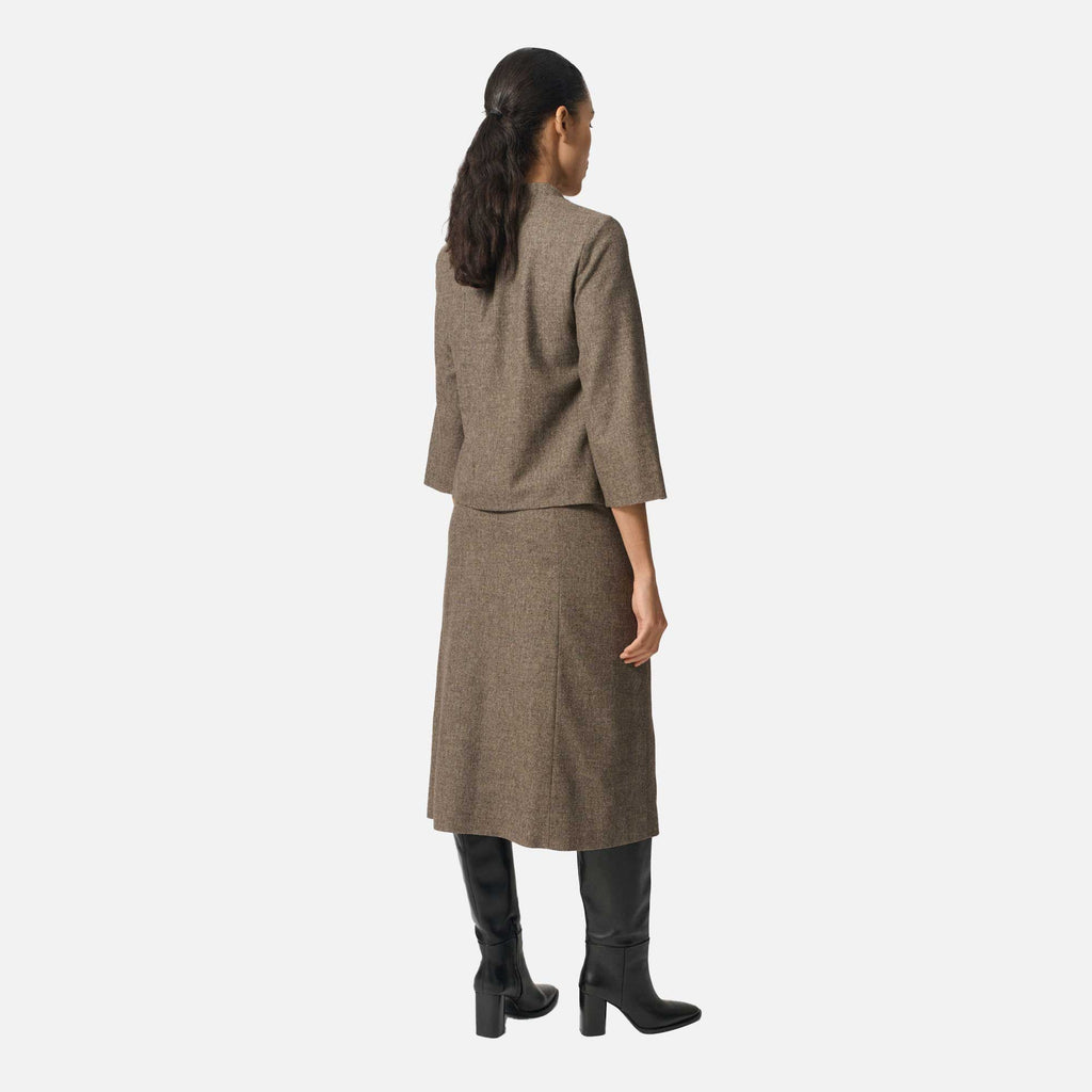 Reyna Skirt Beige Houndstooth