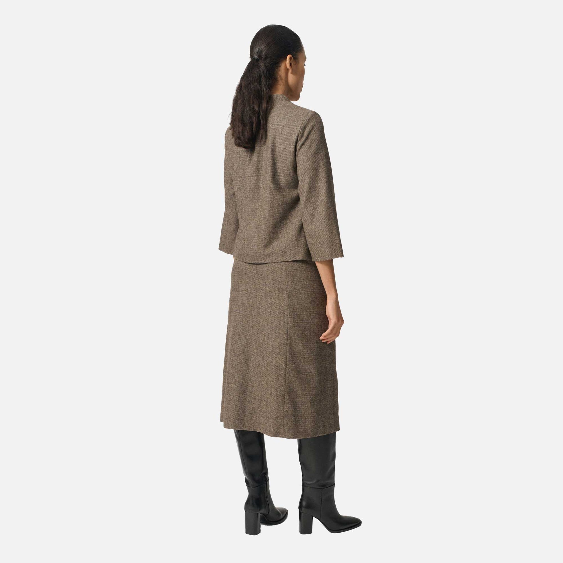 Reyna Skirt Beige Houndstooth