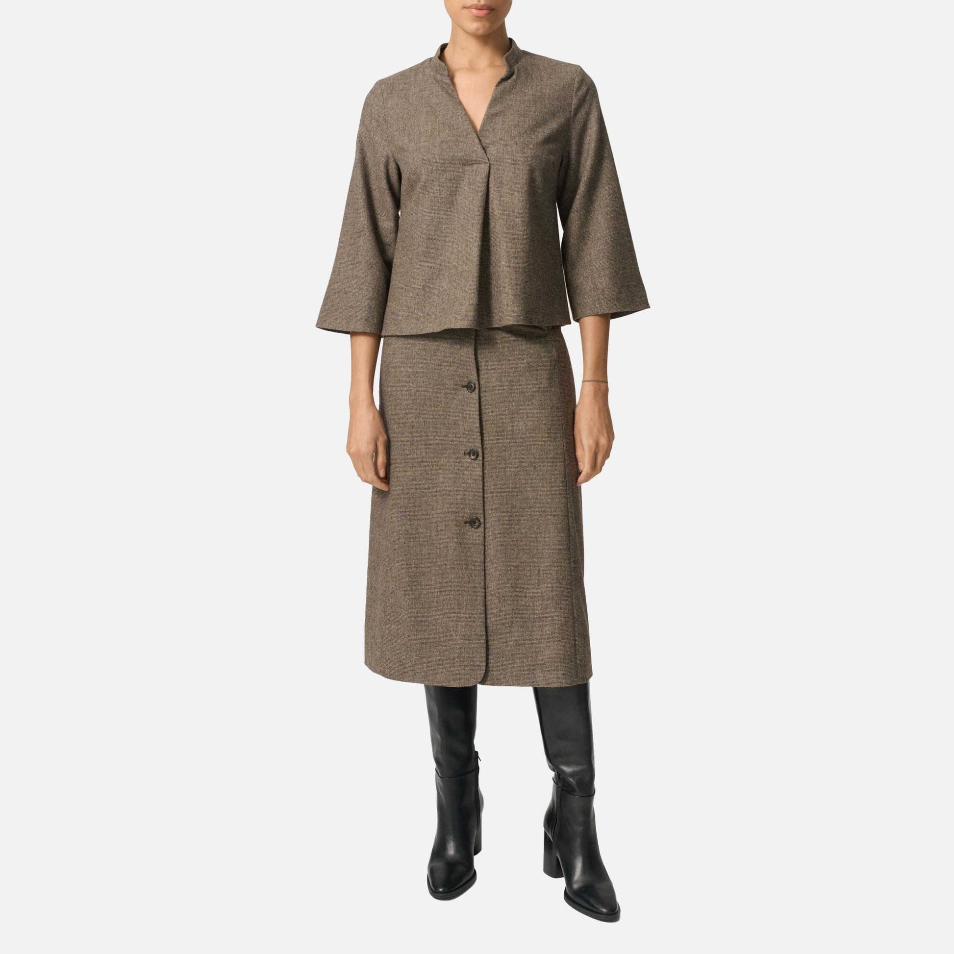 Reyna Skirt Beige Houndstooth