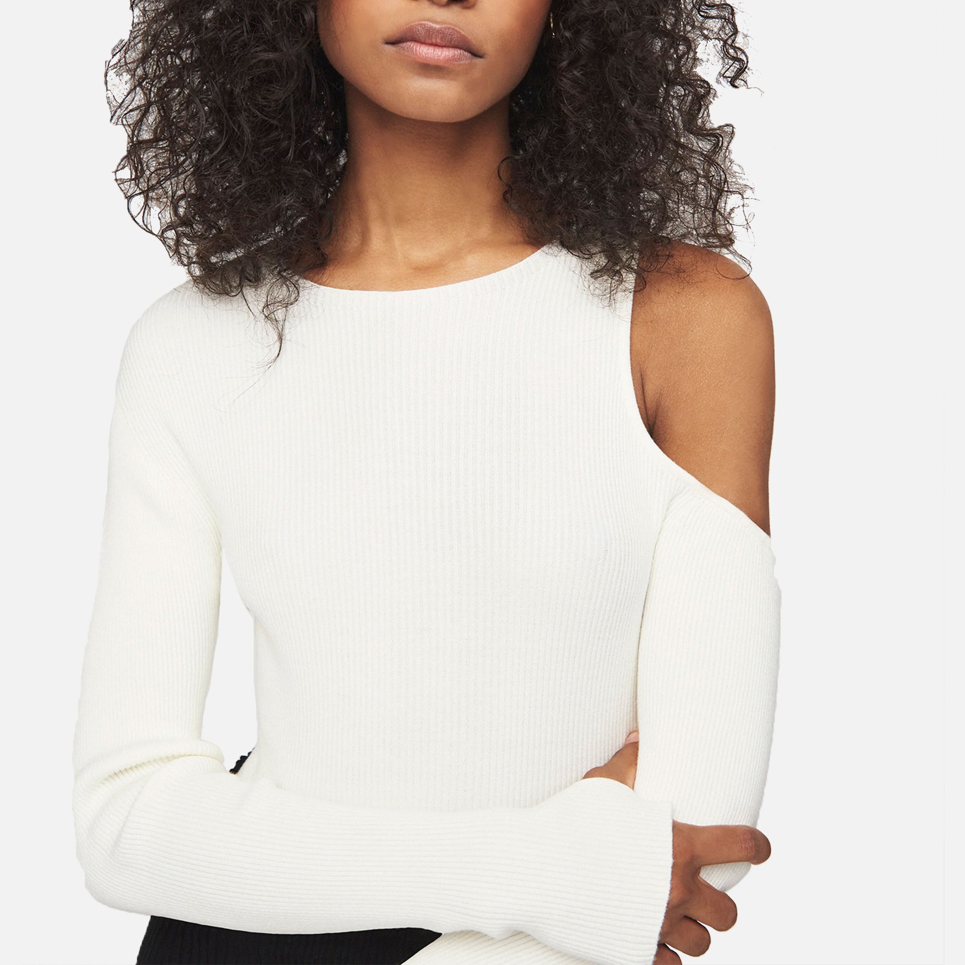 Ribbed Cut-Out Bodysuit Cream