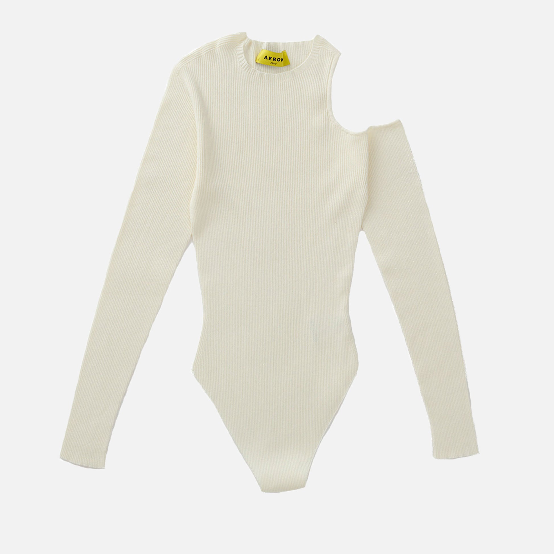 Ribbed Cut-Out Bodysuit Cream