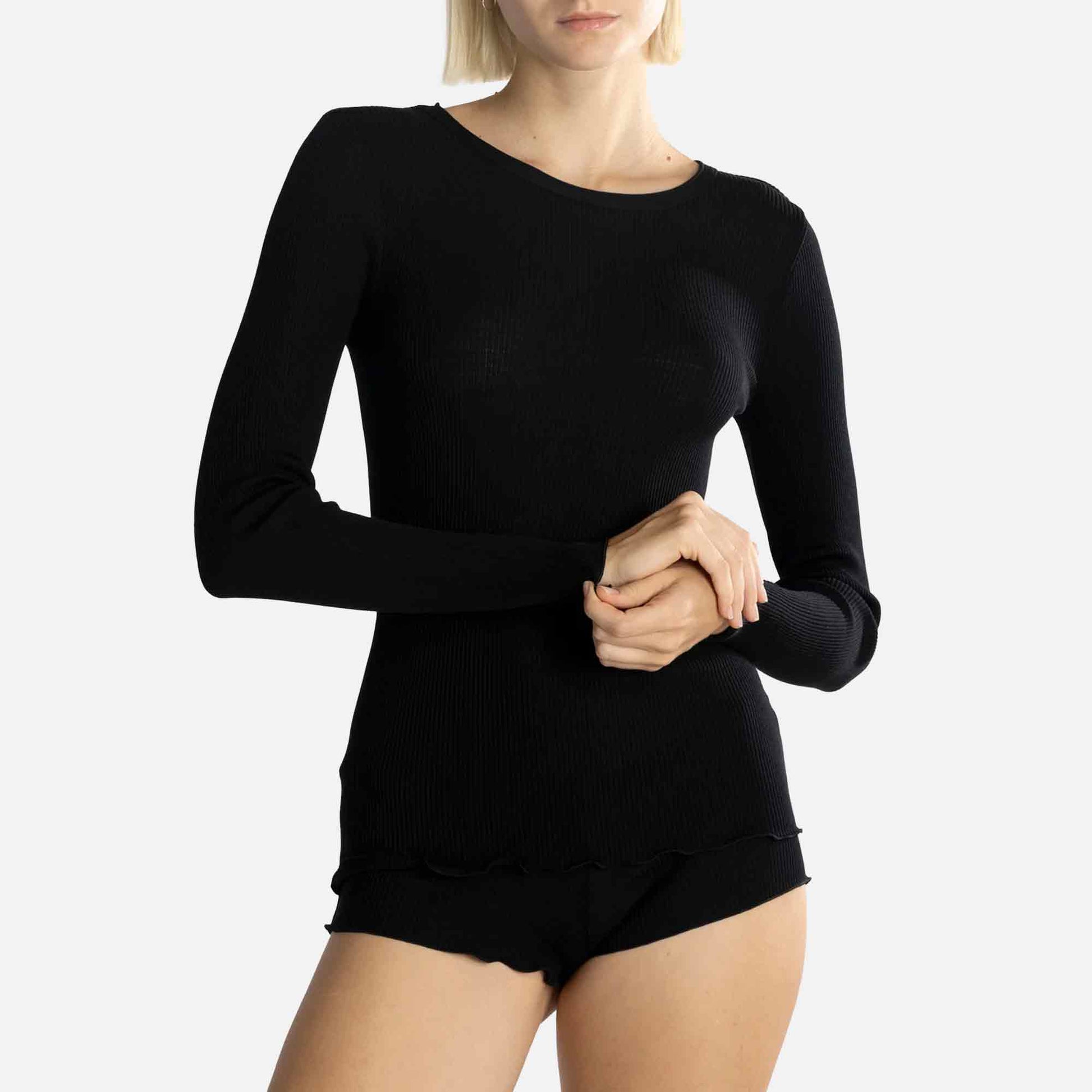 Blouse Wool Silk Black