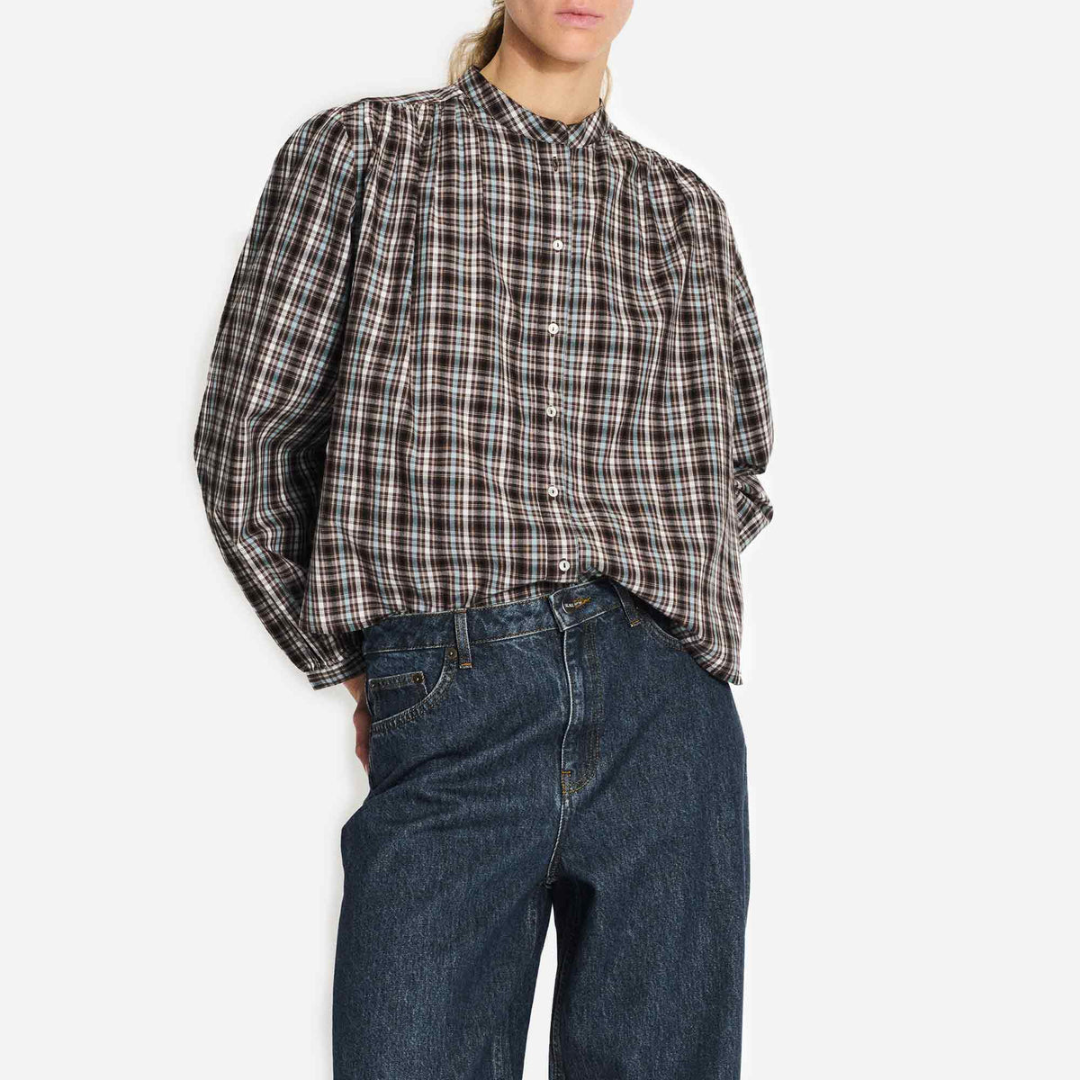 Ritu Shirt Brown Blue Check