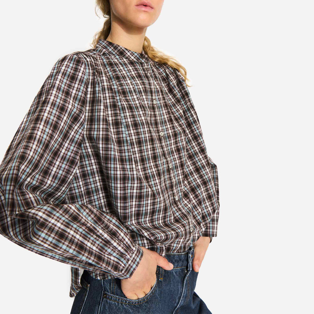 Ritu Shirt Brown Blue Check