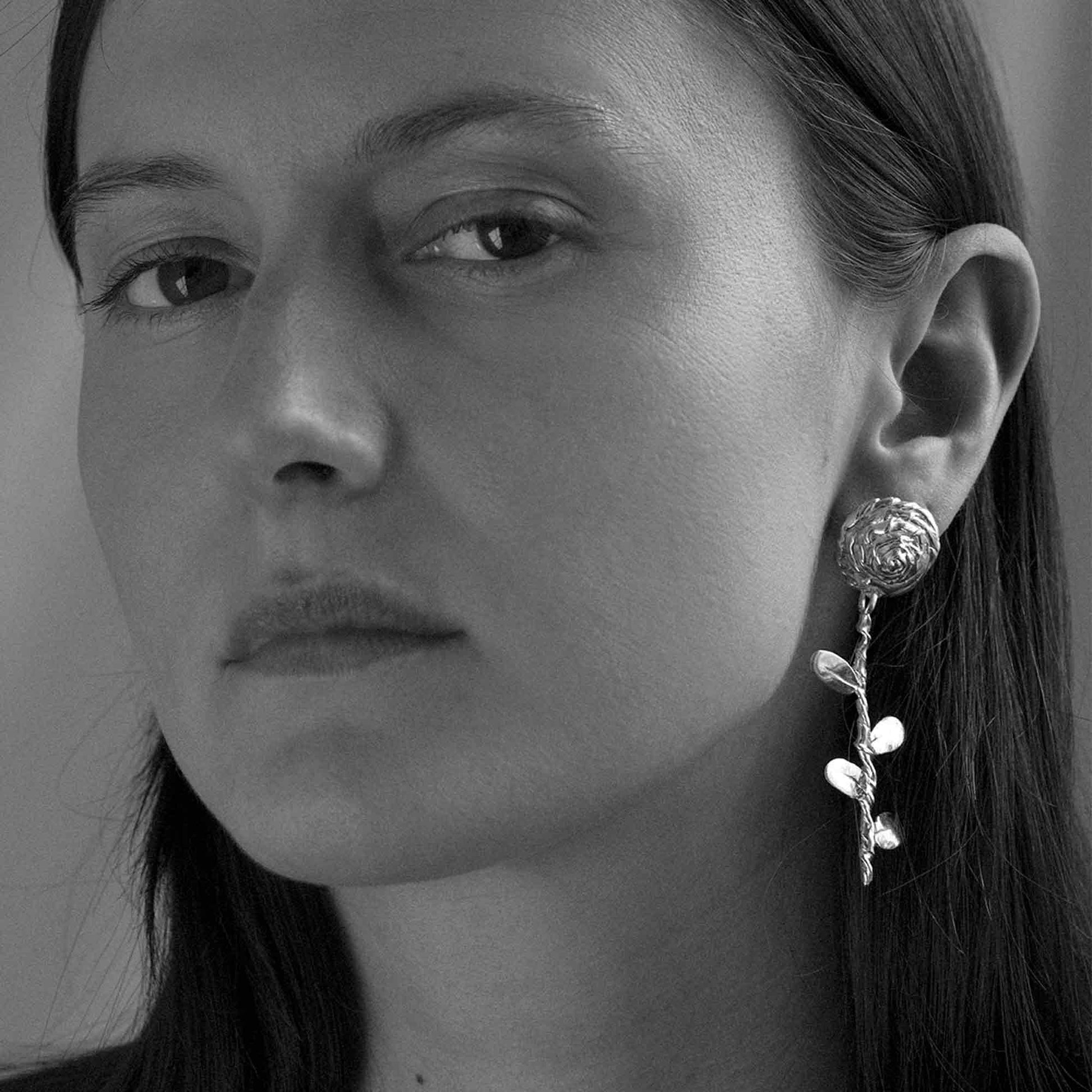 Rose Earring Silver