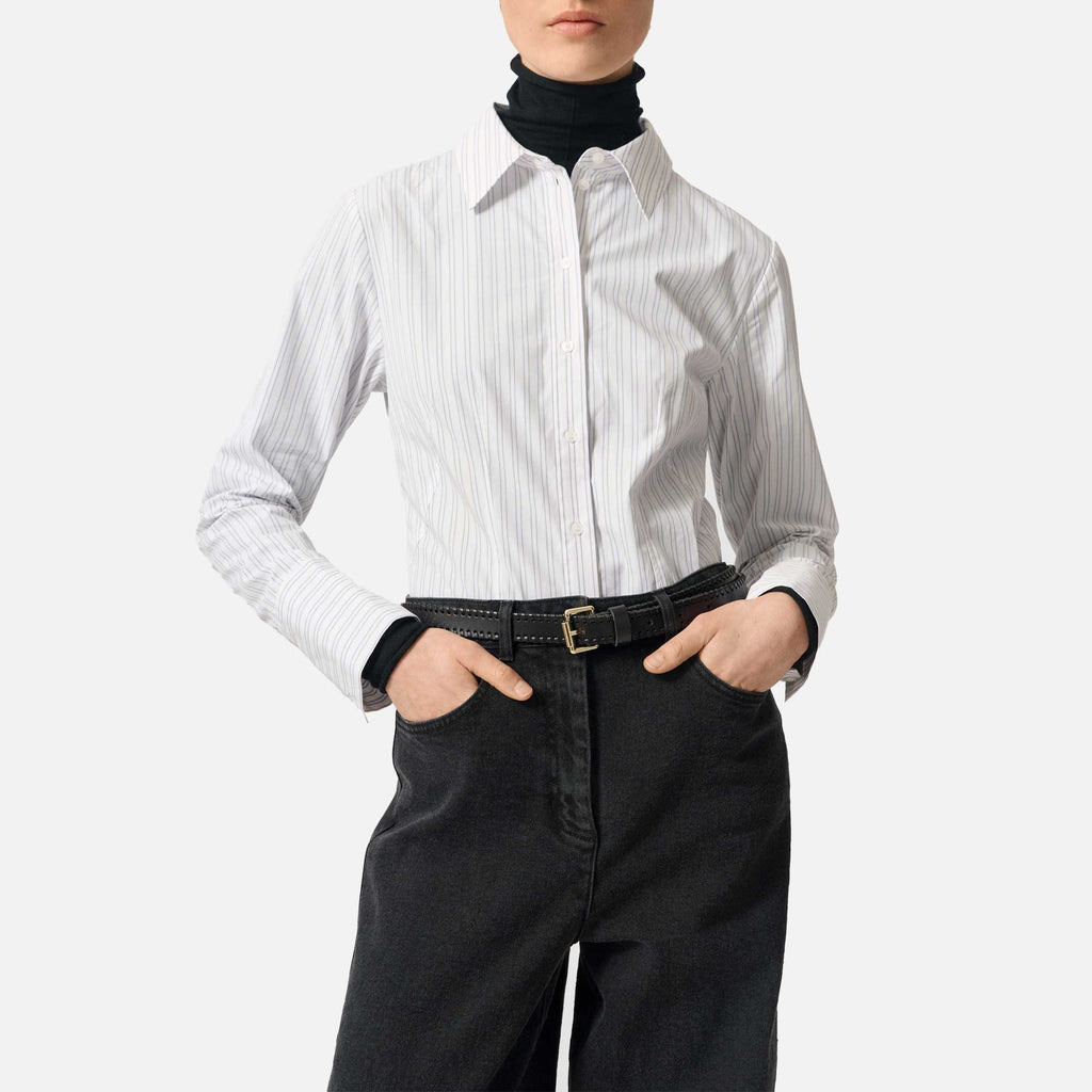 Rosy Shirt Dusty Blue Stripe