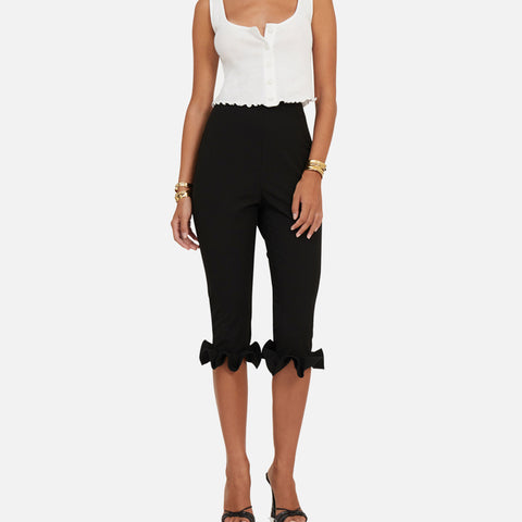 Capri Ruffle Pants Black