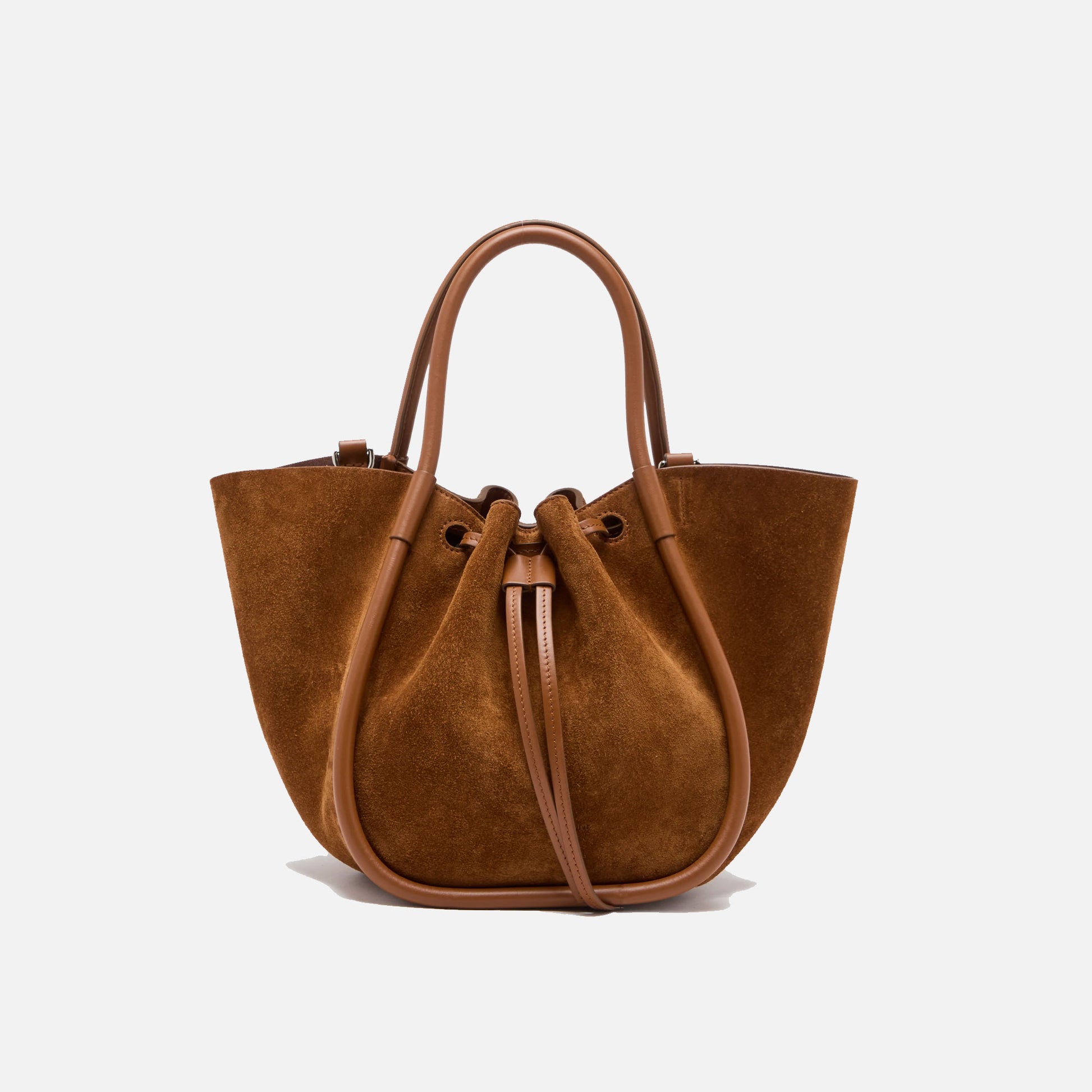 Small Ruched Tote Bag Saddle