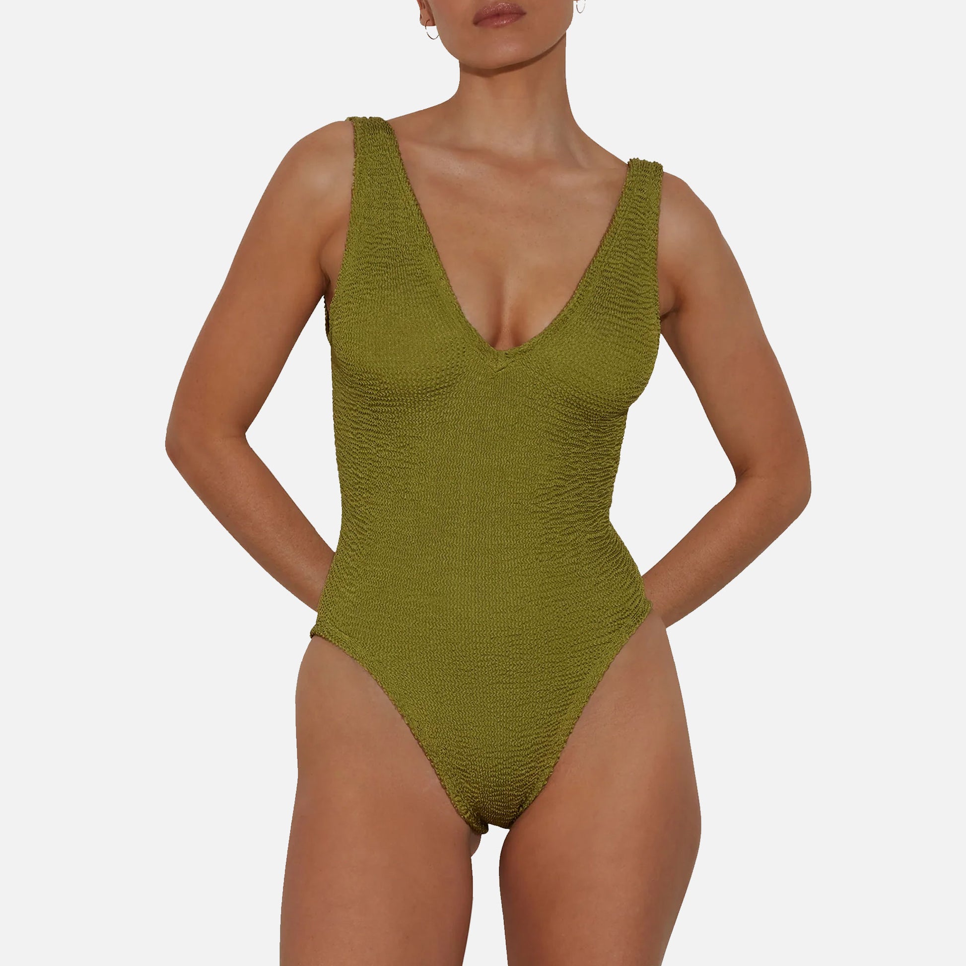 Sadie Swimsuit Crinkle Metallic Moss