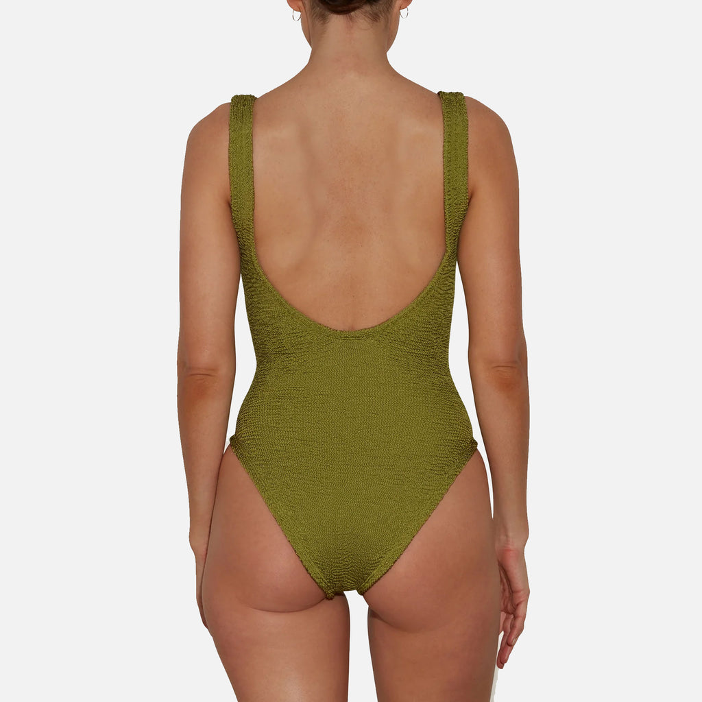 Sadie Swimsuit Crinkle Metallic Moss