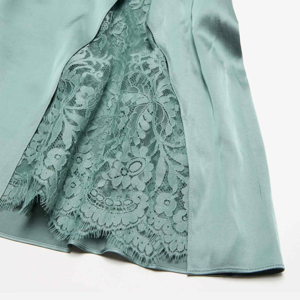 Satin Slip Dress Sage Green