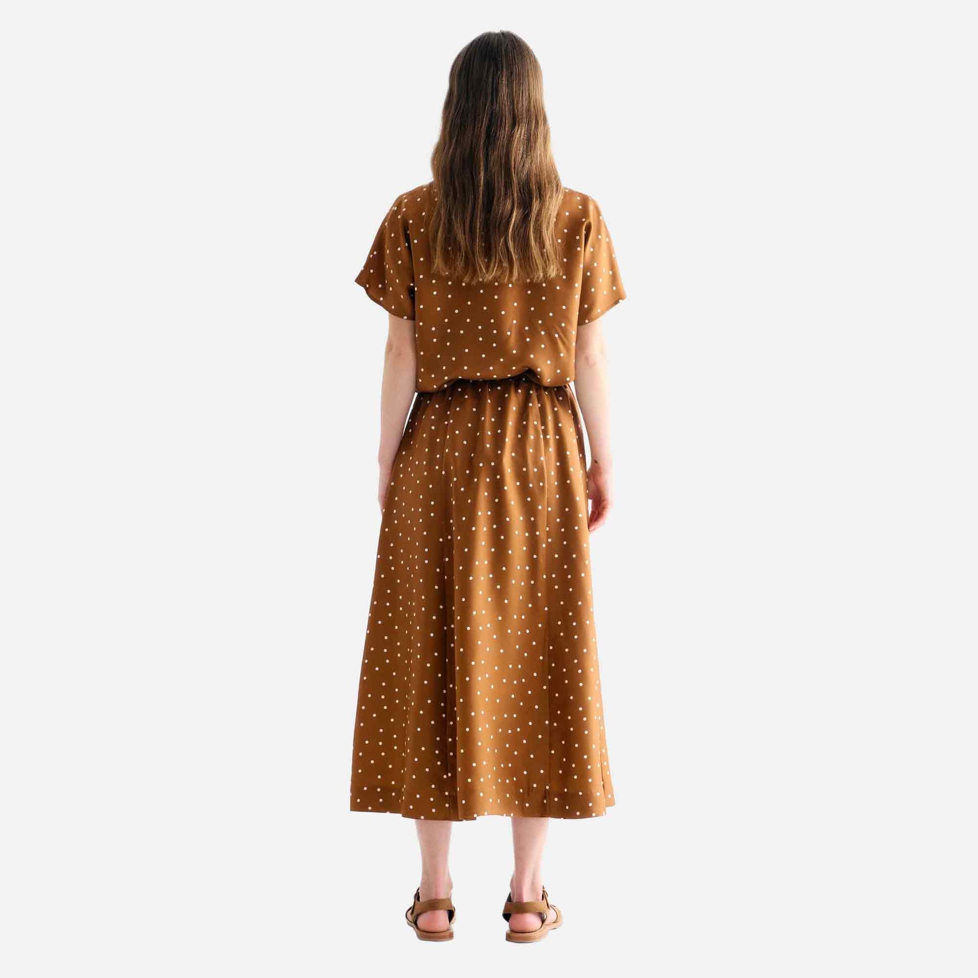 Sallie Skirt Dot Print Caramel