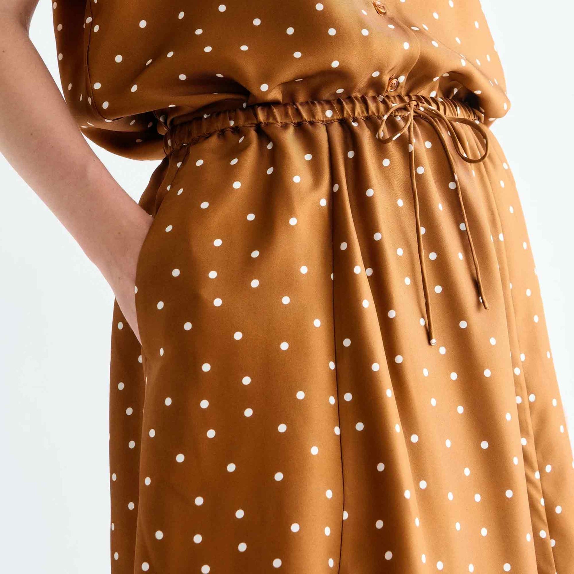 Sallie Skirt Dot Print Caramel