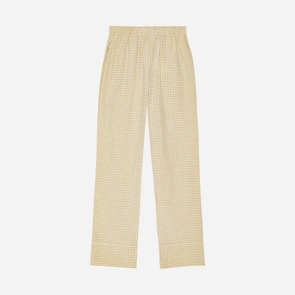 Sam Piping Pants Mini Check Curry/White