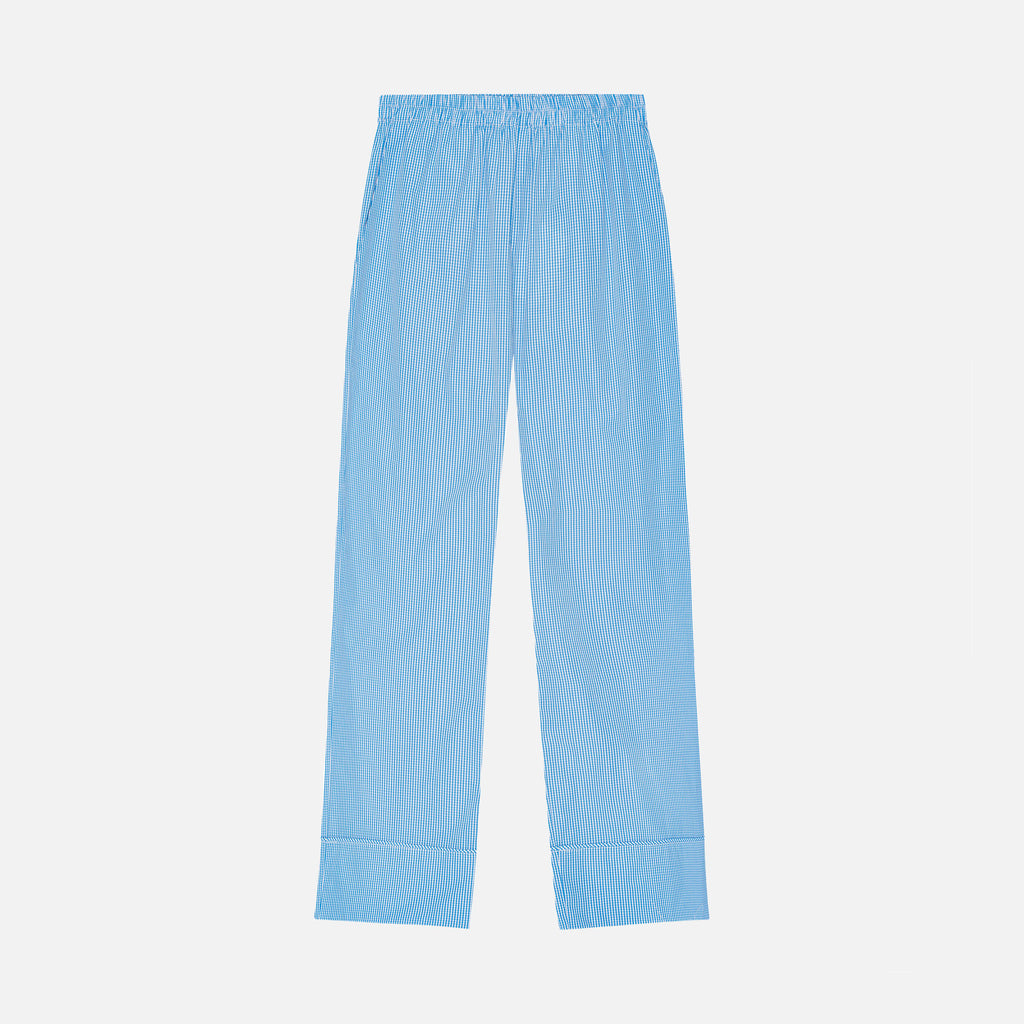 Sam Piping Pants Mini Check Turquoise/White
