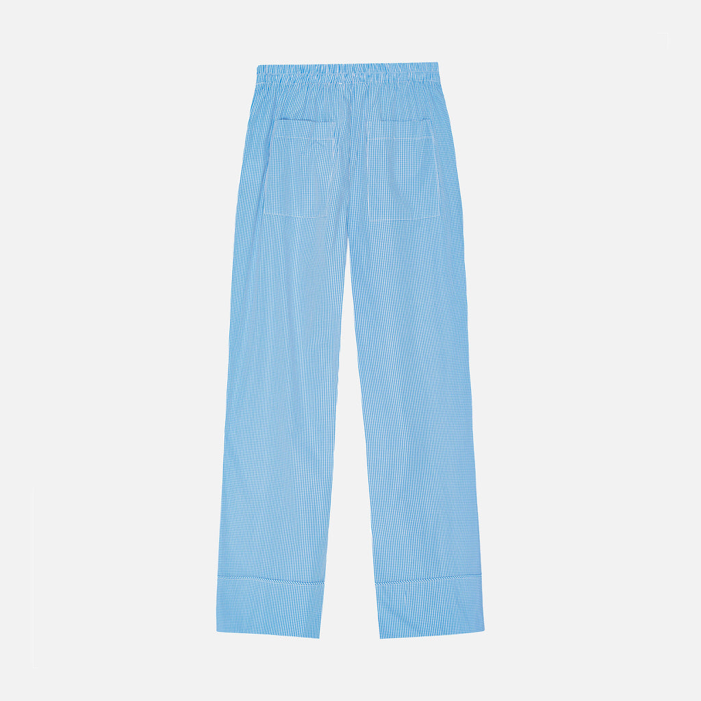 Sam Piping Pants Mini Check Turquoise/White