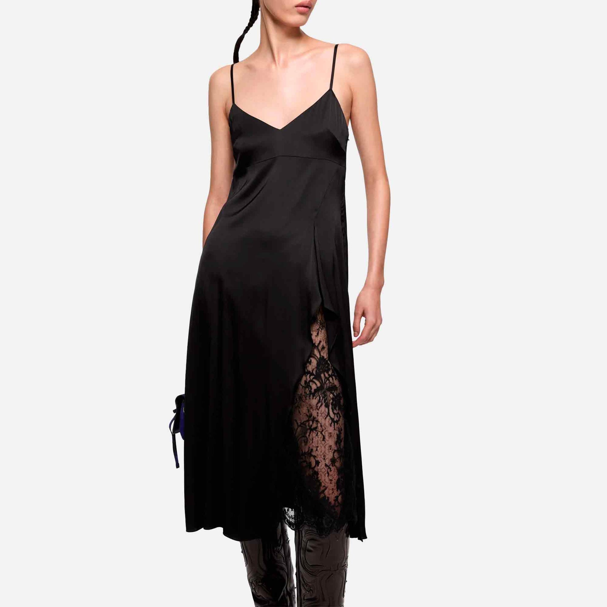 Satin Slip Dress Black