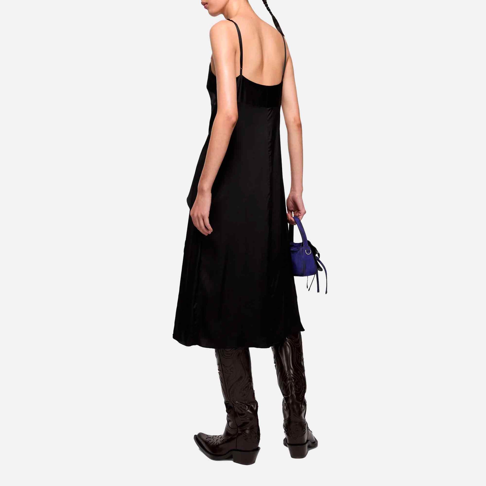 Satin Slip Dress Black