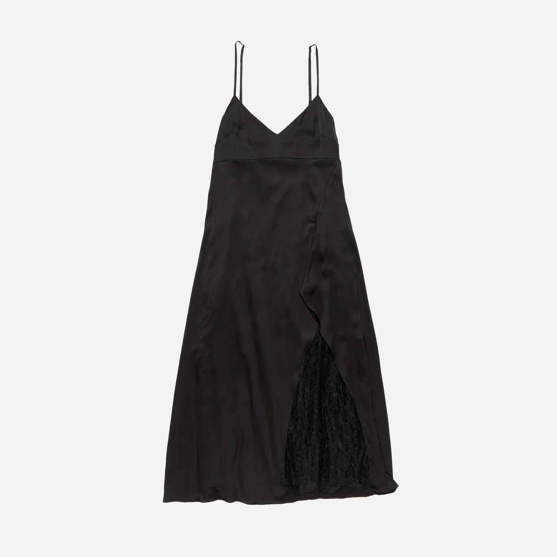 Satin Slip Dress Black