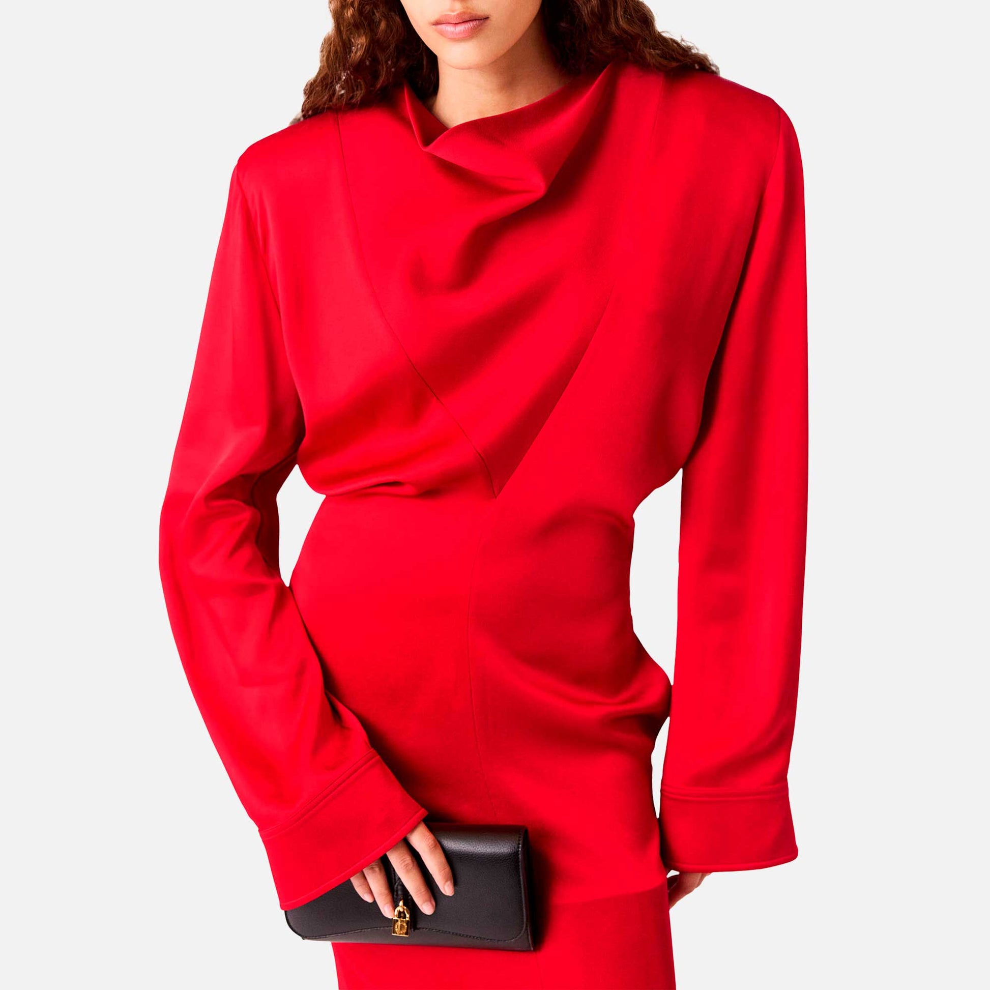 Satin Midi Dress Lipstick Red
