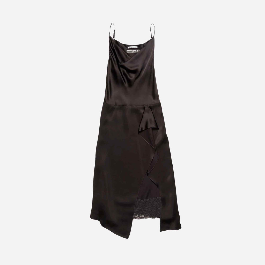 Satin Slip Dress Dark Brown