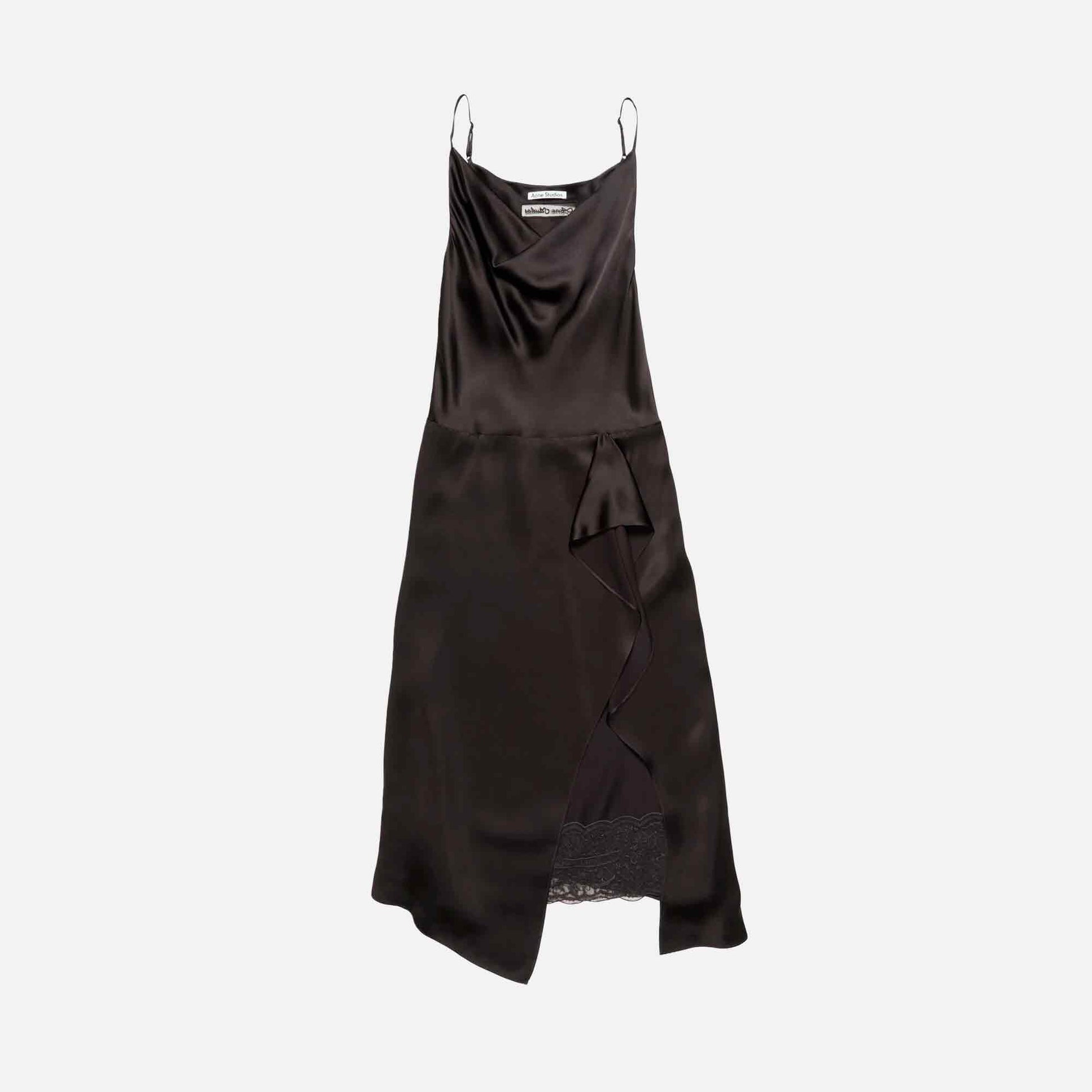 Satin Slip Dress Dark Brown