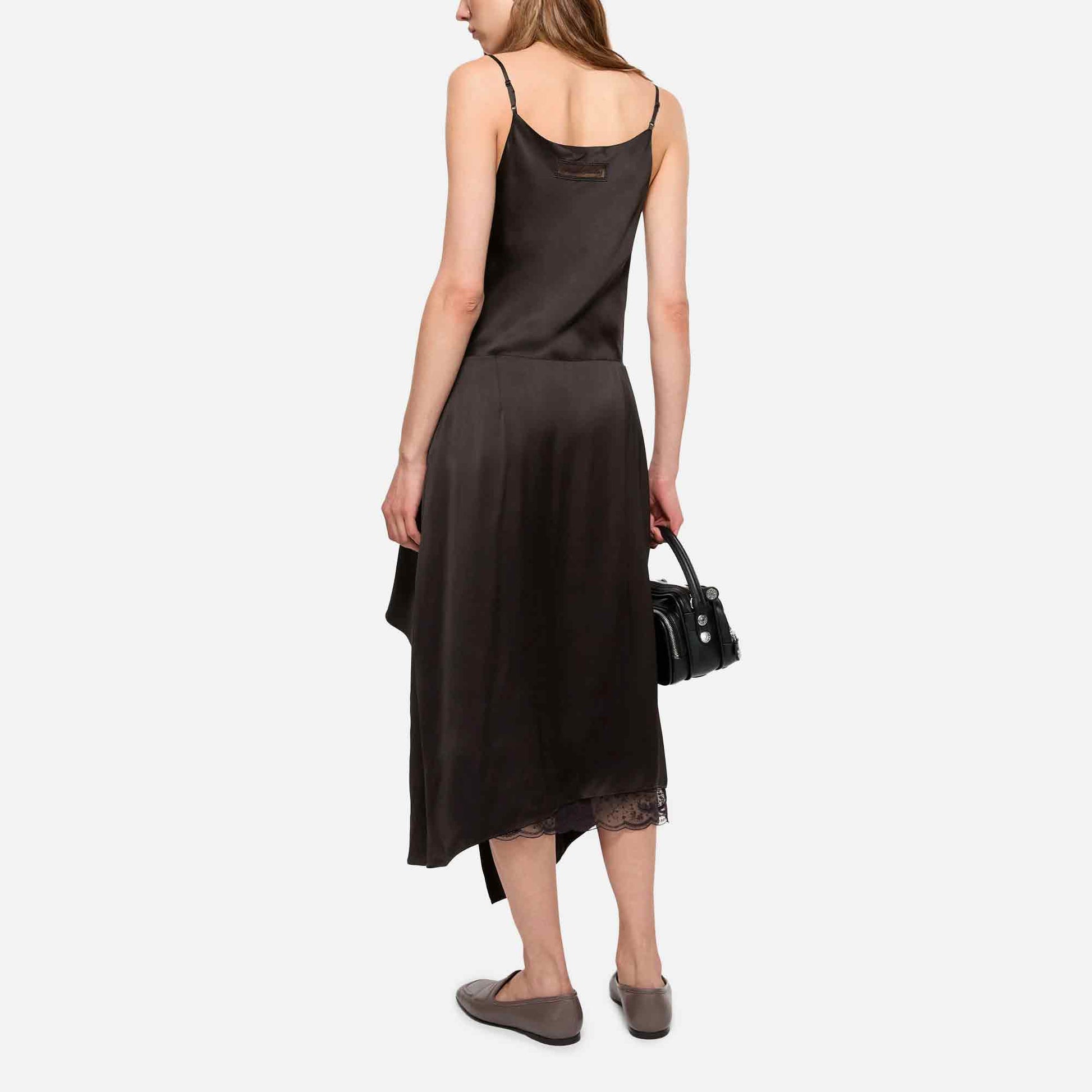 Satin Slip Dress Dark Brown