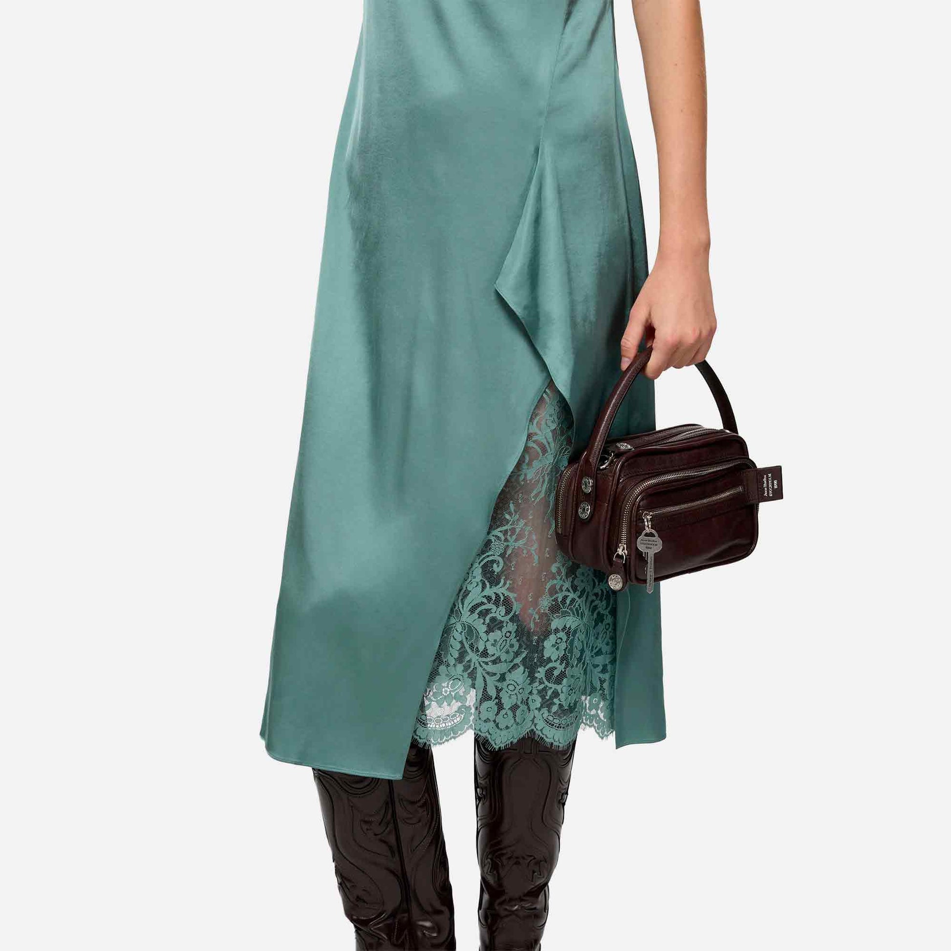 Satin Slip Dress Sage Green