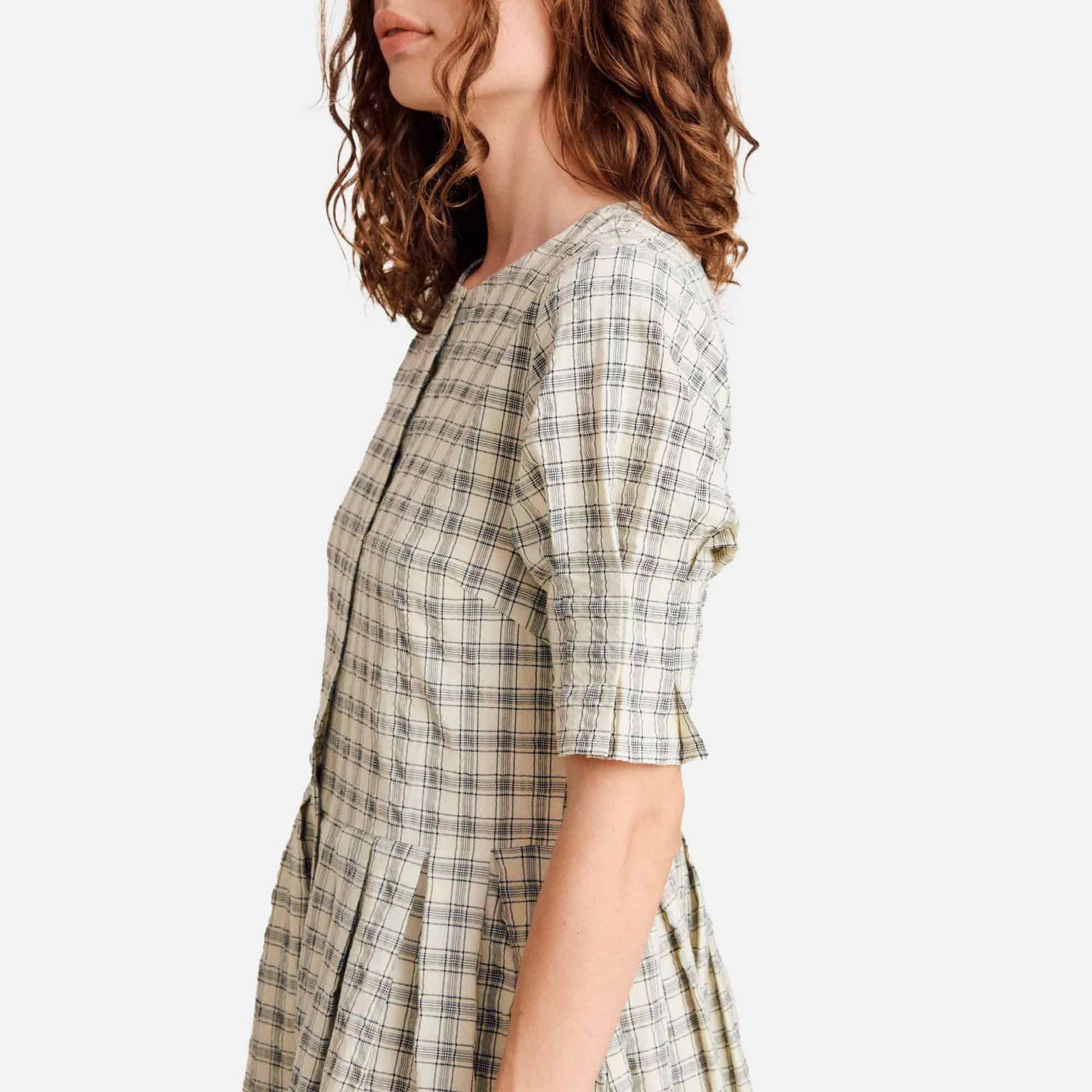 Savannah Dress Parchment Check