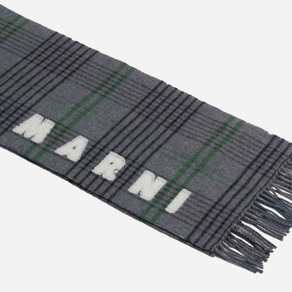 Scarf Wool Double Check Grey