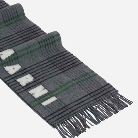 Scarf Wool Double Check Grey