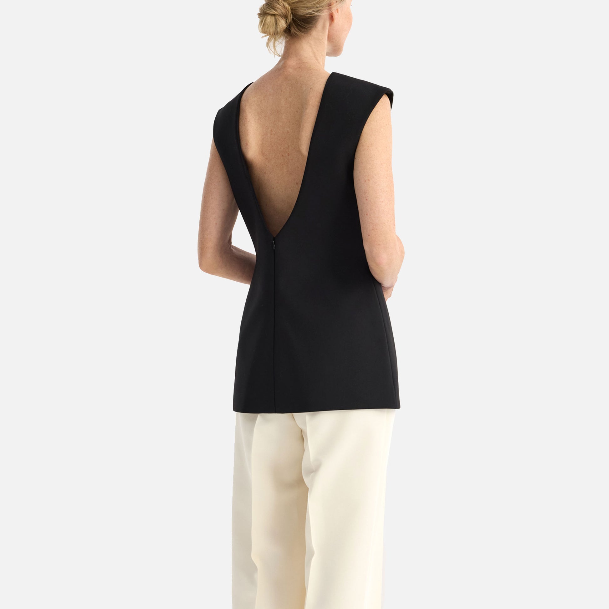 Sculptural Open Back Top Black